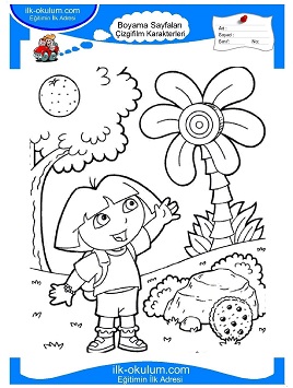 Çocuklar İçin Kaşif Dora Boyama Sayfaları 